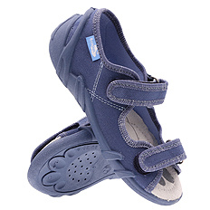 Kapcie dziecięce tekstylne sandałki na rzepy