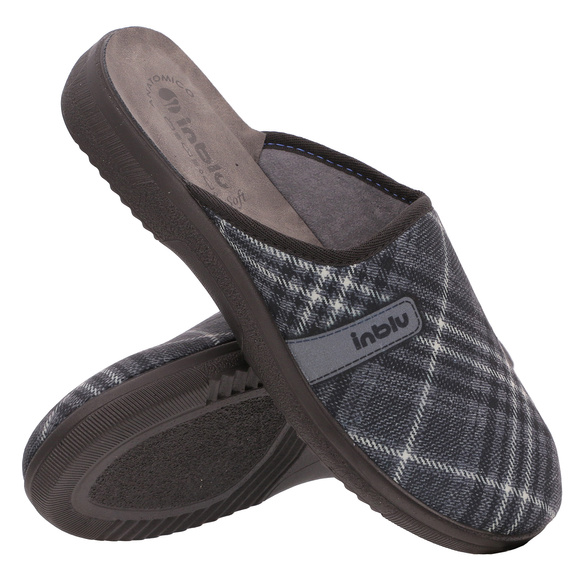 Kapcie męskie w kratę obuwie domowe