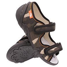 Kapcie dziecięce tekstylne sandałki na rzepy