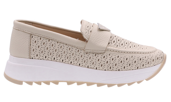 Obuwie damskie skórzane ażurowe mokasyny