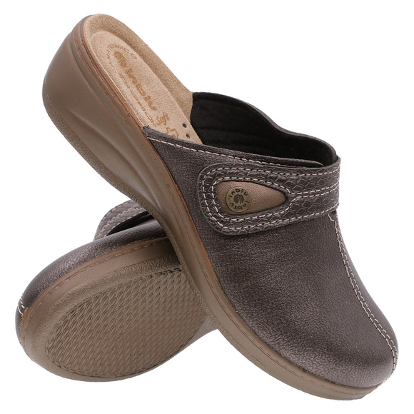 Obuwie domowe damskie wysokie klapki na rzep