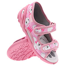 Kapcie dziecięce tekstylne sandałki na rzepy