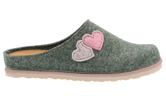 Kapcie damskie obuwie domowe filc Serca / wyjmowana wkładka
