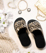 Kapcie damskie obuwie domowe odkryte palce w panterkę