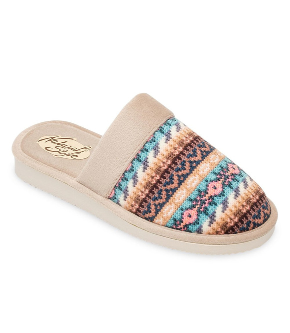 Kapcie damskie obuwie domowe wzór norweski