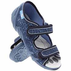 Kapcie dziecięce tekstylne sandałki na rzepy