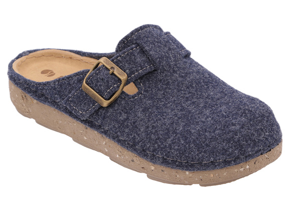 Kapcie damskie wygodne obuwie domowe Filc z klamrą