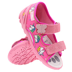 Kapcie dziecięce tekstylne sandałki na rzepy