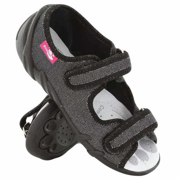 Kapcie dziecięce tekstylne sandałki na rzepy