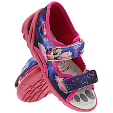 Kapcie dziecięce tekstylne sandałki na rzepy