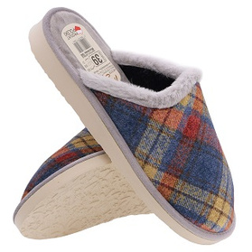 Kapcie damskie obuwie domowe w kratę