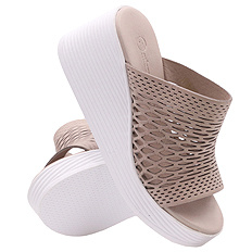 Klapki damskie profilaktyczne wysokie ażurowe na koturnie