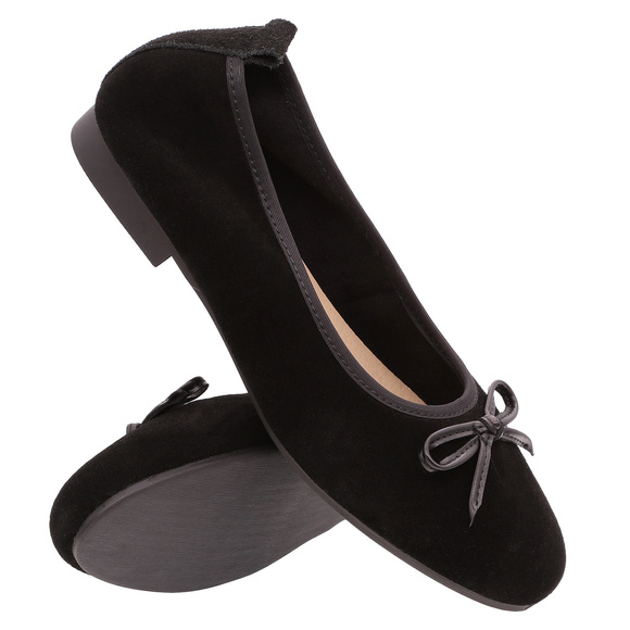 Obuwie damskie balerinki zamszowe