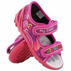 Kapcie dziecięce tekstylne sandałki na rzepy