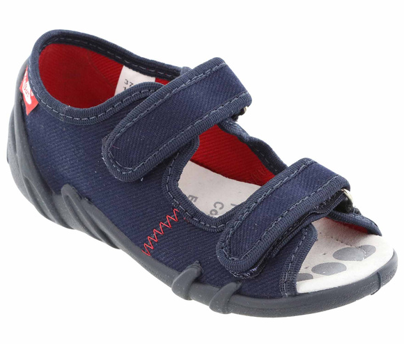 Kapcie dziecięce tekstylne sandałki na rzepy