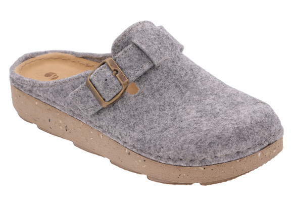 Kapcie damskie wygodne obuwie domowe Filc z klamrą