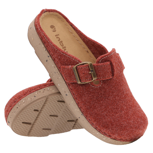 Kapcie damskie wygodne obuwie domowe Filc z klamrą